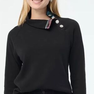 J. Crew Holiday Sweatshirt with Plaid collar and Rhinestone